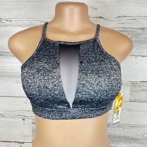 C&C California Charcoal Gray Mesh Panel Sports Bra Size Small New NWT